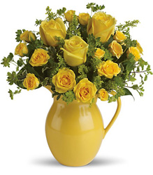 Teleflora's Sunny Day Pitcher of Roses from Victor Mathis Florist in Louisville, KY
